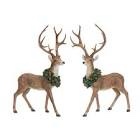 Resin 2 Piece Deer with Wreath Set