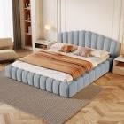 (box 2 of 2) Upholstered Queen Bed Frame, Floor Bed With Shell-Shaped Headboard