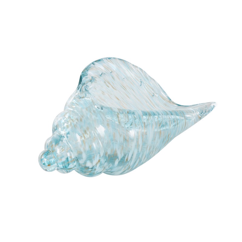 Cole And Grey Glass Textured Shell Sculpture With Gold And Cream Accents