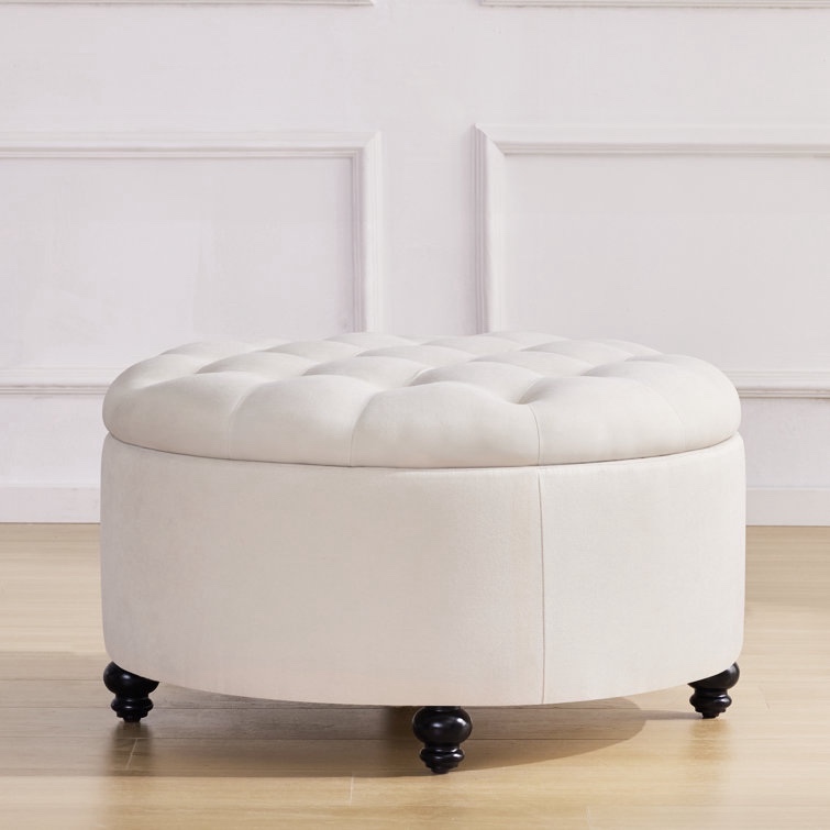 Daquasha 30" Wide Tufted Round Cocktail with Storage