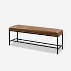 Horaz Camel Faux Leather 50 in. W Upholstered Bench with Button-Tufted