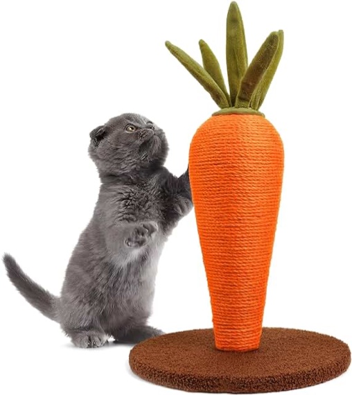 Cat Carrot Scratching Post for Indoor Cats 21'', Cat Sisal Scratcher for Large Cats and Kittens