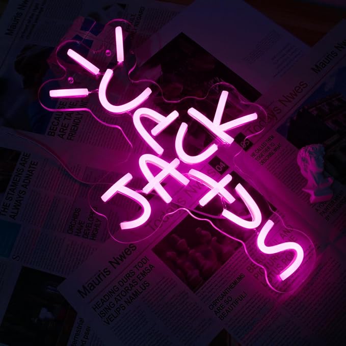 Jesalah Cactus Jack Neon Sign Red Words Neon Light Sign Wall Art Neon Light For Rap Talking West Coast Light Up Hanging Sign For bedroom Home Bar Pub Party Decor USB Sign