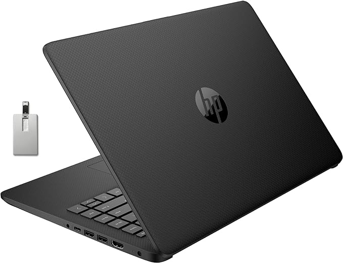 HP Stream 14" HD SVA Laptop, Intel Celeron N4120 Processor, 4GB RAM, 64GB eMMC Flash Memory, Intel UHD Graphics 600, 1-Year Office, Bluetooth, Win 11 S, Black, 32GB Hotface USB Card