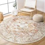 Lahome Boho Round Rug - 3Ft Washable Round Area Rug Non-Slip Small Round Bathroom Rug Throw Lightweight Round Bedroom Rugs, Oriental Distressed Print Round Carpet for Entryway Sofa Nursery Kids Room