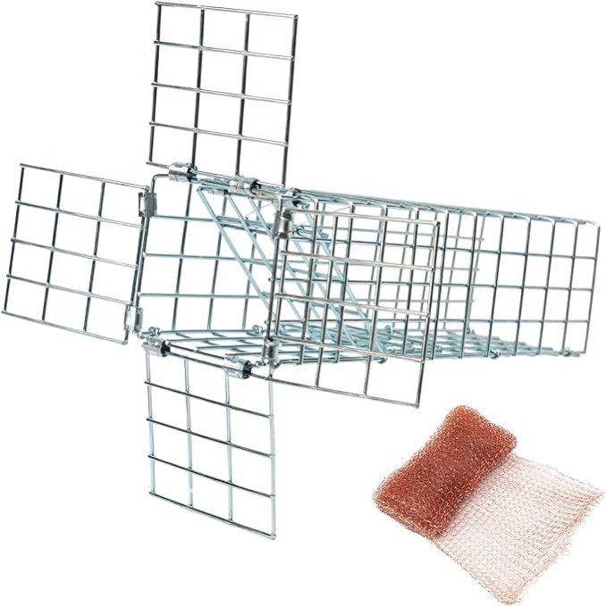 Excluder One Way Squirrel and Rodent Trap - Control Mice, Rats, Bats, Squirrels and More - Fine Copper Mesh Wool Included To Seal Hole- Better than Steel Wool - Good for Attic Door (3 x 3 Opening)