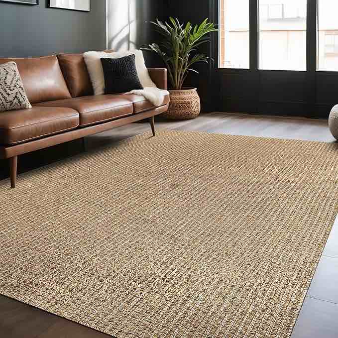 Easy Jute Rugs 4x6 Natural Color Living Room Indoor Outdoor Area Rug
