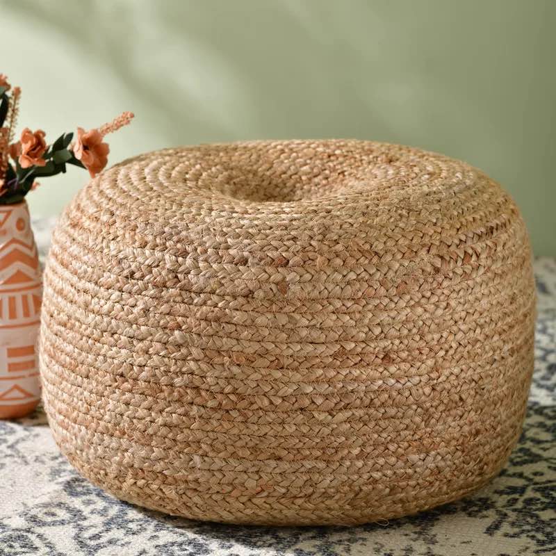 Hancock 20'' Round Geometric Pouf Ottoman