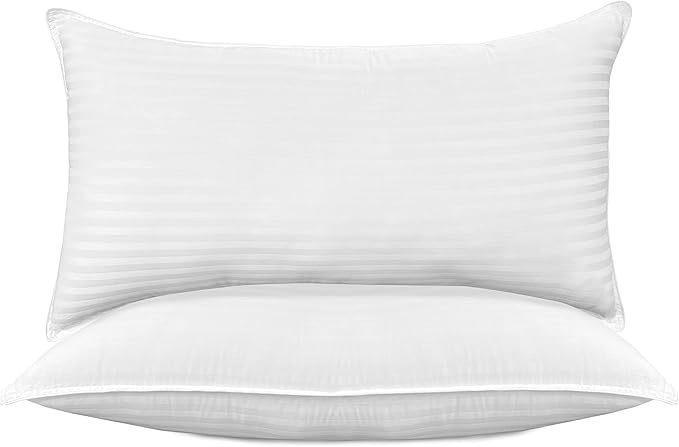 (SIMILAR) Elegant Comfort 1200 Thread Count 100% Egyptian Cotton Stripe Hotel Pillows, Super Plush Bed Pillows for Side Back & Stomach Sleepers, Cooling Gel-Infused Filling, 2-PACK King Size Pillow Set White