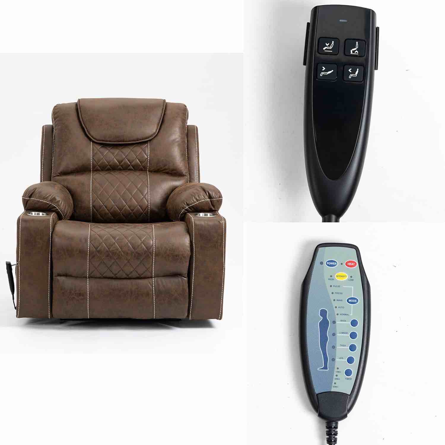 FANYE Faux Leather Oversized Electric Power Lift Recliner Chair for Elderly W/Massage and Heat, 2 Remote Controllers Infinite Positions Upholstered...