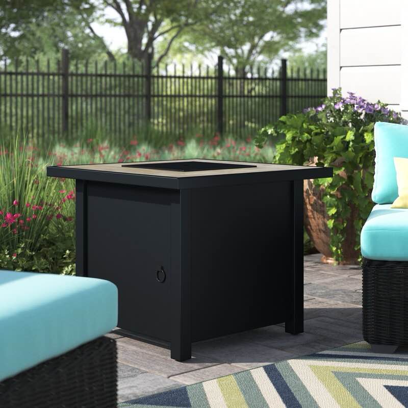 Abdiel 24.4" H x 29.9" W Steel Propane Outdoor Fire Pit Table with Lid