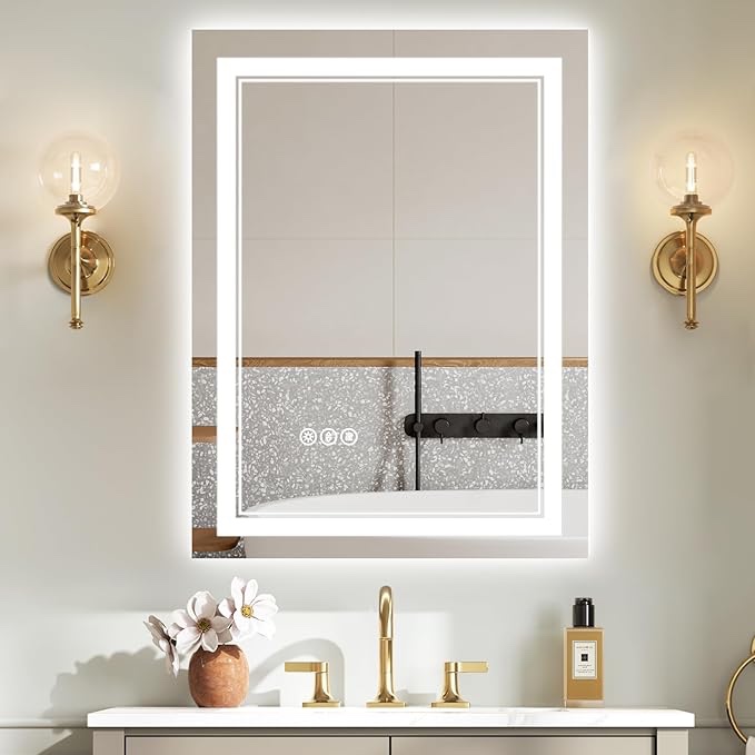 Dokes Frameless Anti-Fog LED Lighted Dimmable Wall Mounted Bathroom Vanity Mirror