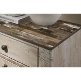 Roundhill Imerland Contemporary White Wash Finish Patched Wood Top 3-drawer Nightstand