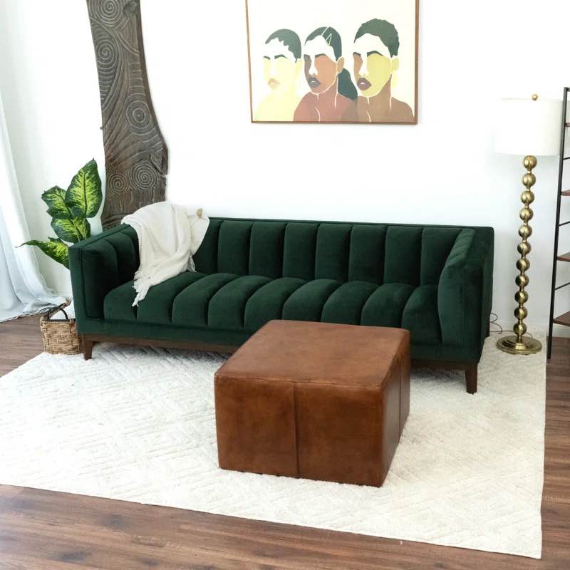 Martyn 30" Wide Genuine Leather Square Cocktail Ottoman