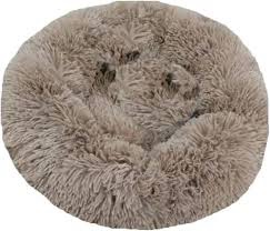 pet bed round fluffy brown 