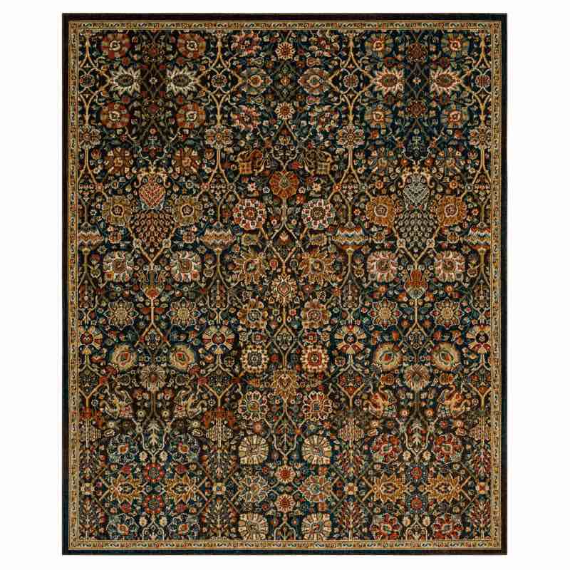 Ornamental Floral Brown/Black Area Rug