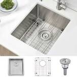 Stainless Steel Undermount Bar Sink, BoomHoze 15 x 17 Inches Small Wet Bar Sink Undermount 16 Gauge SUS304 Brushed Nickel Single Bowl Outdoor Bar Sink RV Sink