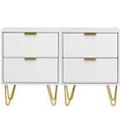 (SIMILAR) Modern Nightstand Set Of 2, 23.6" H(White/Gold)