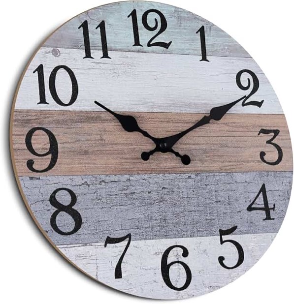 Wall Clock Silent Non Ticking, Country Style Wall Clocks Battery Operated