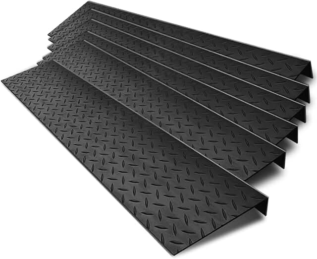 Spurtar 35" x 10" Rubber Stair Treads, 6Pack Outdoor Rubber Stair Treads Non-Slip, 35 Inch Rubber Stair Treads for Wooden Steps, Skid Resistant Stair Treads for Concrete Marble Tile Metal