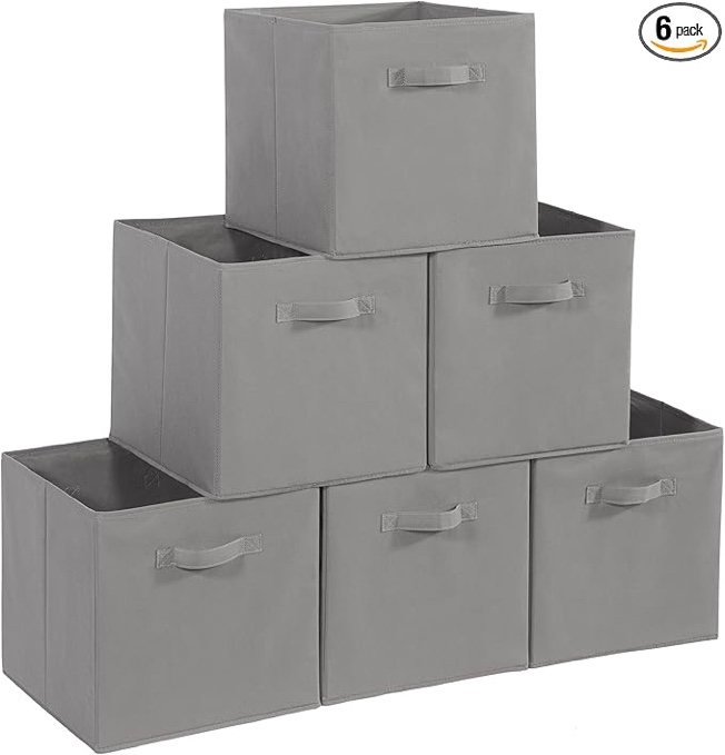 13x13 Large Storage Cubes (Set of 8). Fabric Storage Bins with Dual Handles | Cube Storage Bins for Home and Office | Foldable Cube Baskets For Shelf | Closet Organizers and Storage Box (White)