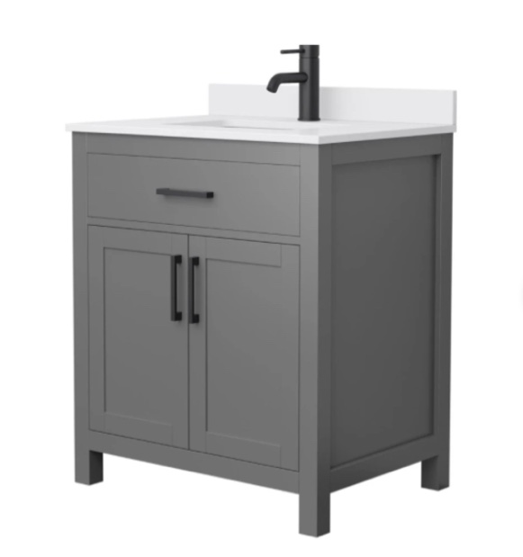 Style Selections Potter 30-in Gray Single Sink Bathroom Vanity with White Cultured Marble 