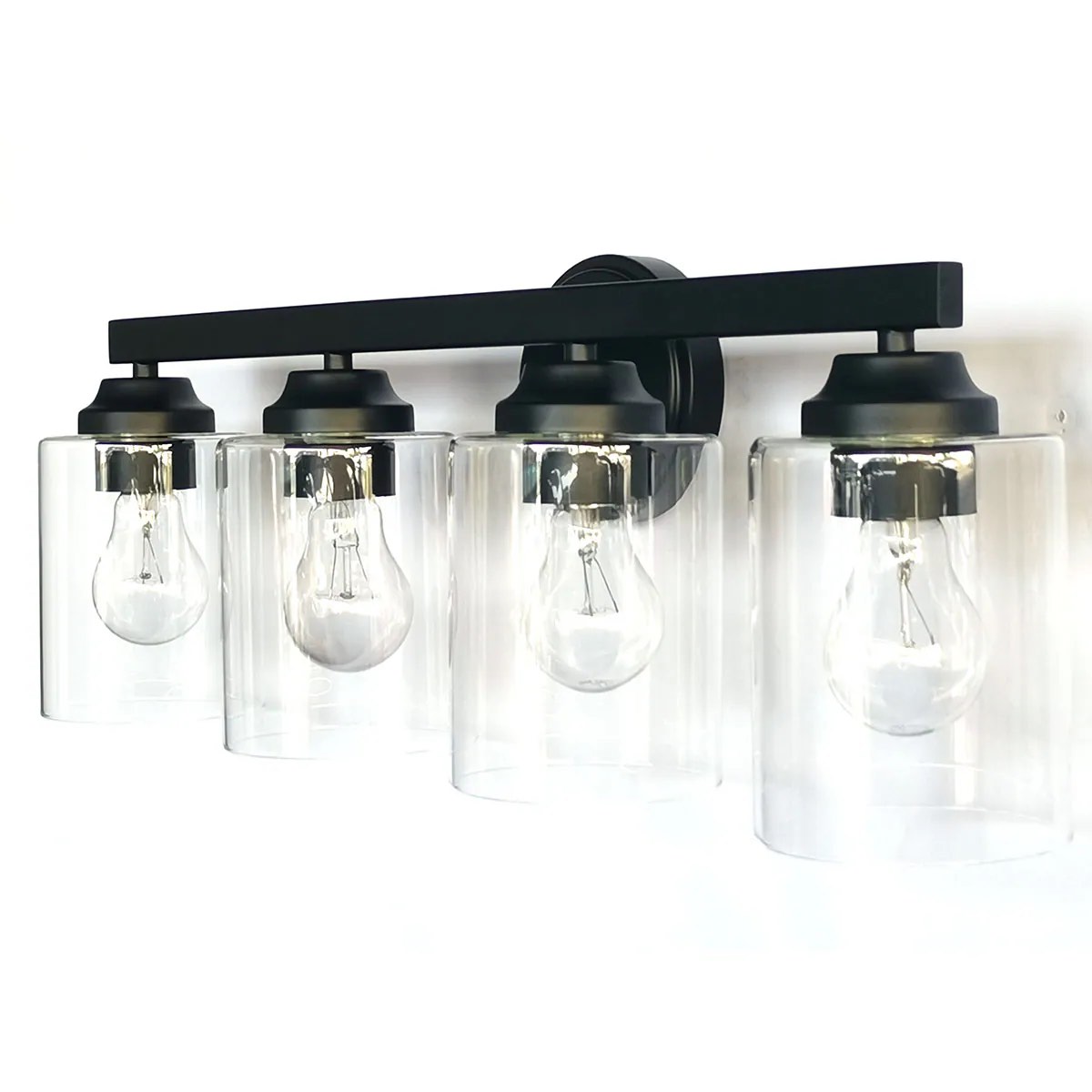 allen + roth Emeryson 24.5-in 4-Light Matte Black Transitional Vanity Light 4968570