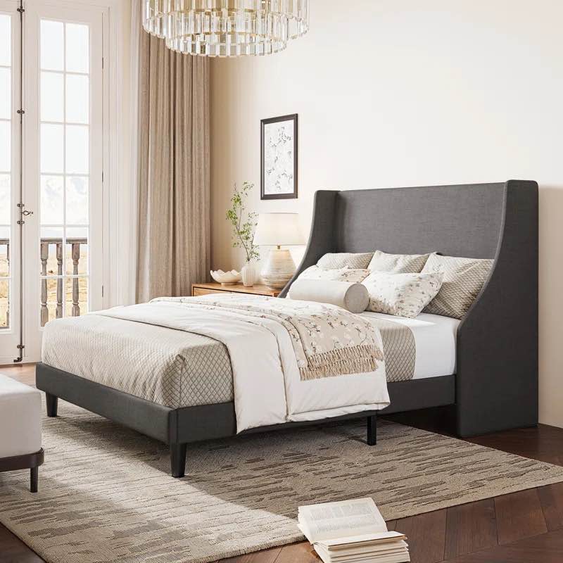 Bowdoin Upholstered wingback platform Bed Bowdoin Upholstered Wingback Platform Bed