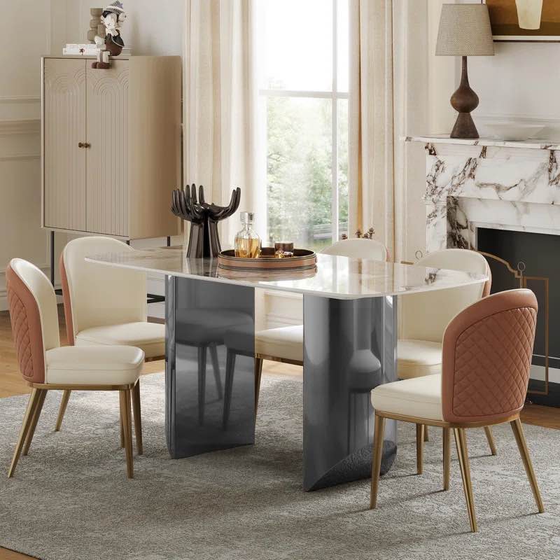 (( Only Base )) Modern Rectangular Sintered Stone Dining Table Modern Rectangular Sintered stone D