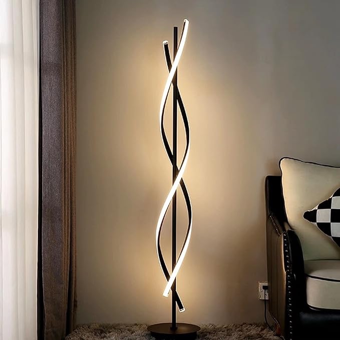incomplete)DENGALA LED Modern Floor Lamp - Metal Line Design Standing Corner Lamp with Remote Controller - Dimmable Floor Lamps for Living Room Bedrooms, 2700K-6500K Lights for Indoor Decor Black