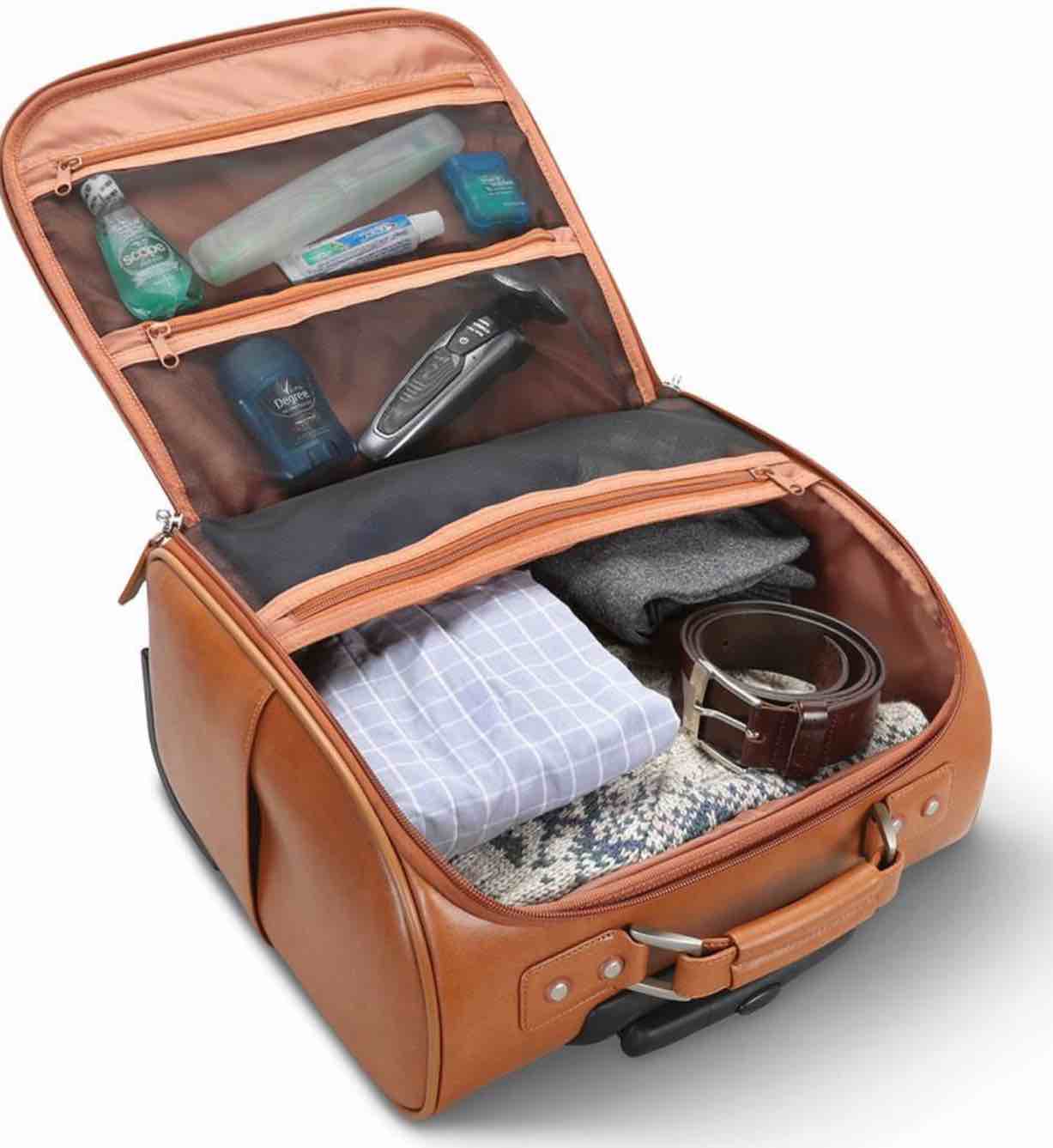 The Rolling Widemouth Leather Underseat Carry On