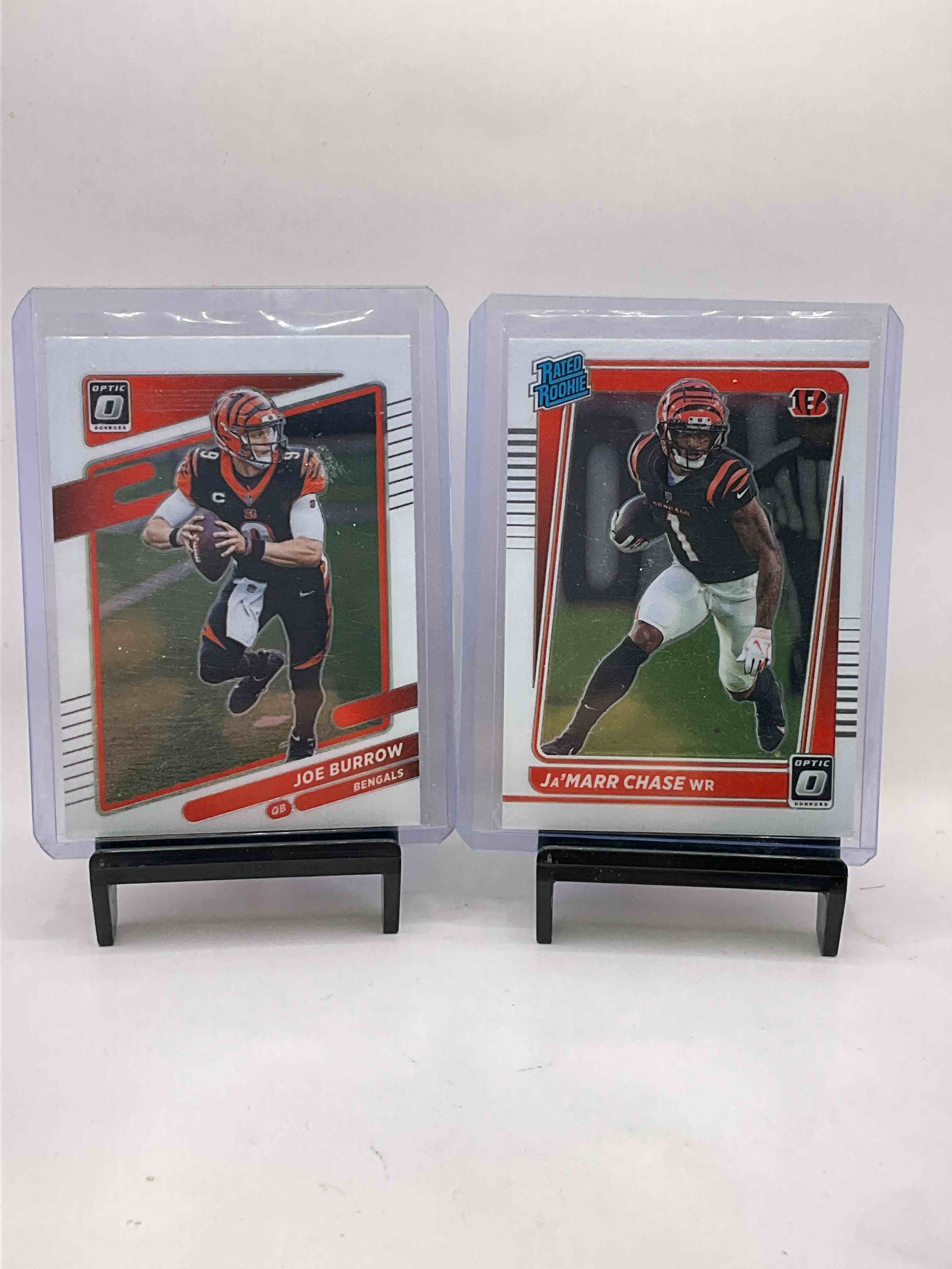 Who Dey Cincinnati Bengals Lot! Ja’marr Chase Optic Rookie & Matching Burrow! Thick Gold Absolute Ja’marr Chase, Absolute Rookies, Vintage, Optics & More! Rookies & Veterans! Burrow, Higgins, Chase & More!