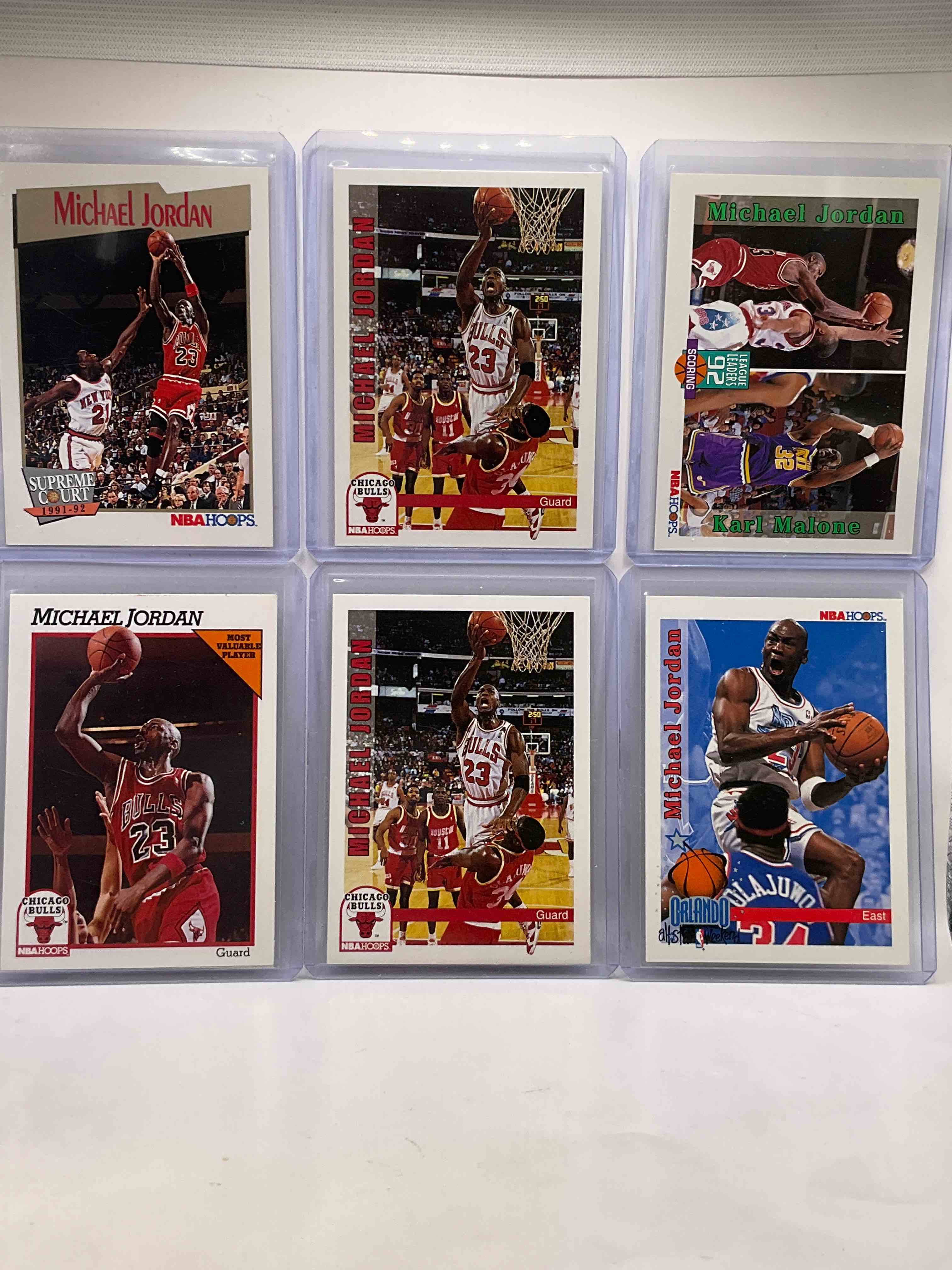 Elite Jordan Bundle! Michael Jordan NBA Hoops Supreme Court Card, MVP Card, Base Card, Orlando All Stars Card & League Leaders Card! All Mint!