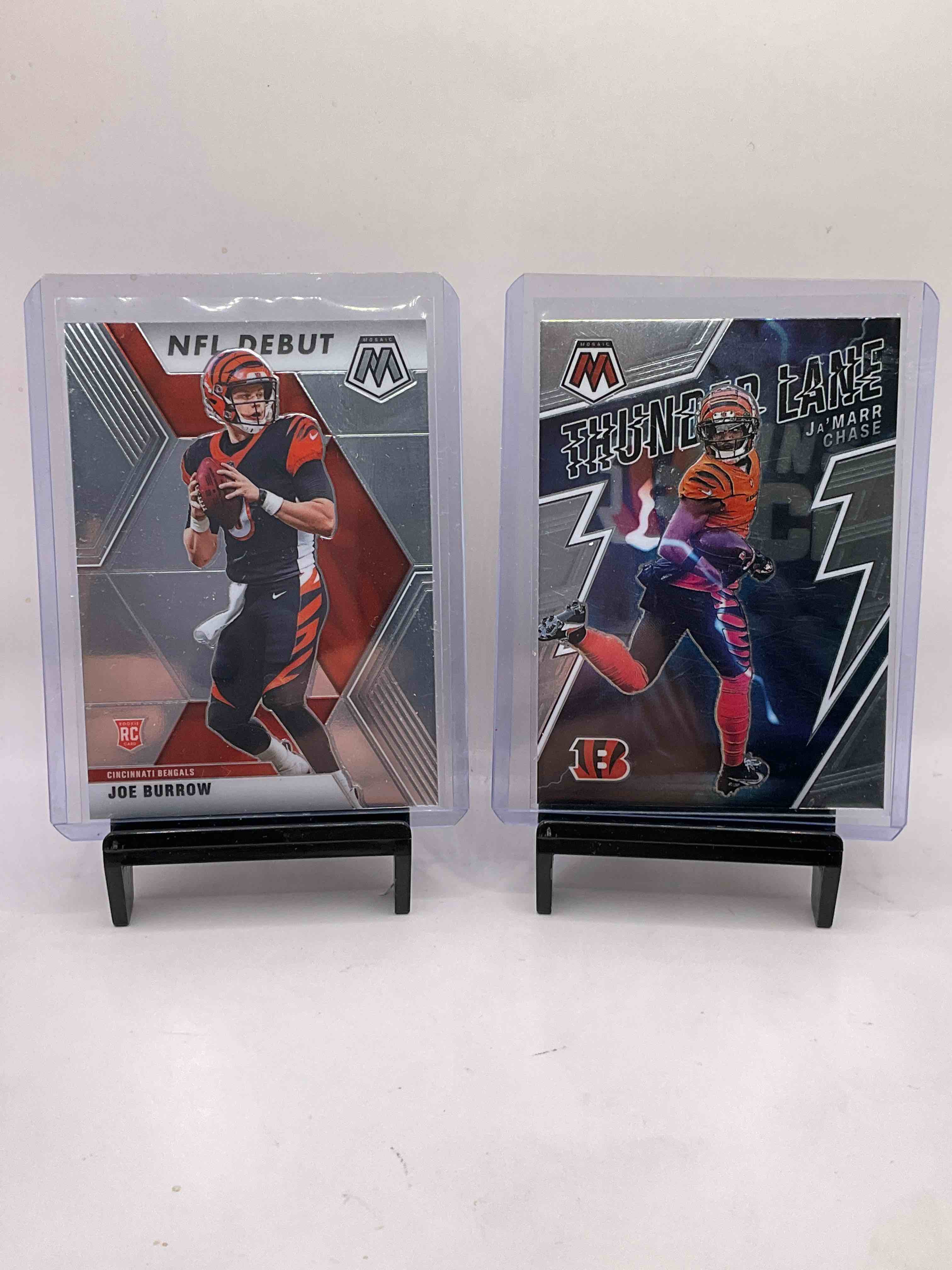 Who Dey Bengals! Joe Burrow NFL Debut Mosaic Rookie Card, Ja’marr Chase Thunder Lane Mosaic, Silver, Red & Green Mosaics! Legends Like AJ Green & Boomer Esiason!
