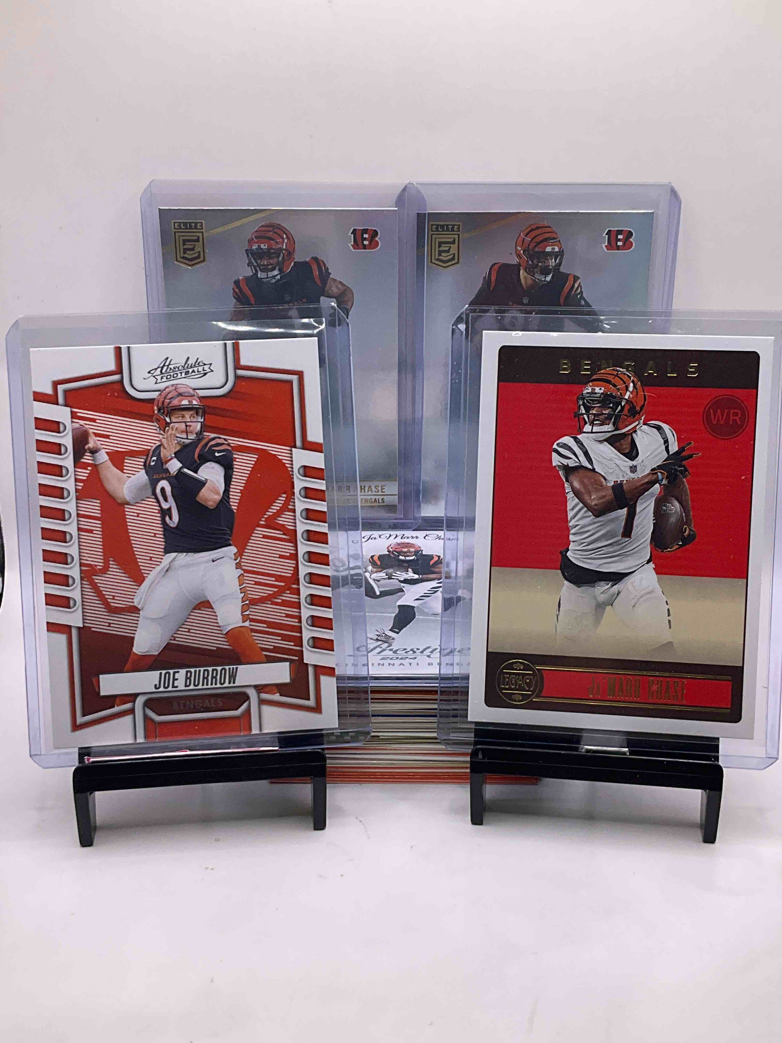 Bengals Bonanza! Super High End & Cool Bengals Cards! Rare Legacy Ja’marr Chase Card, Elite Hendrickson & Chase Match, Chase Prestige & Burrow Absolute… & More!