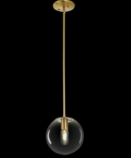OKYSAI Modern Glass Pendant Light 1-Light Gold Globle Pendant Light Fixtures Single Kitchen Island Hanging Light with Clear Glass for Kitchen Island, Dining Room, Bedroom, Hallway E26 Base Gold 1-Light