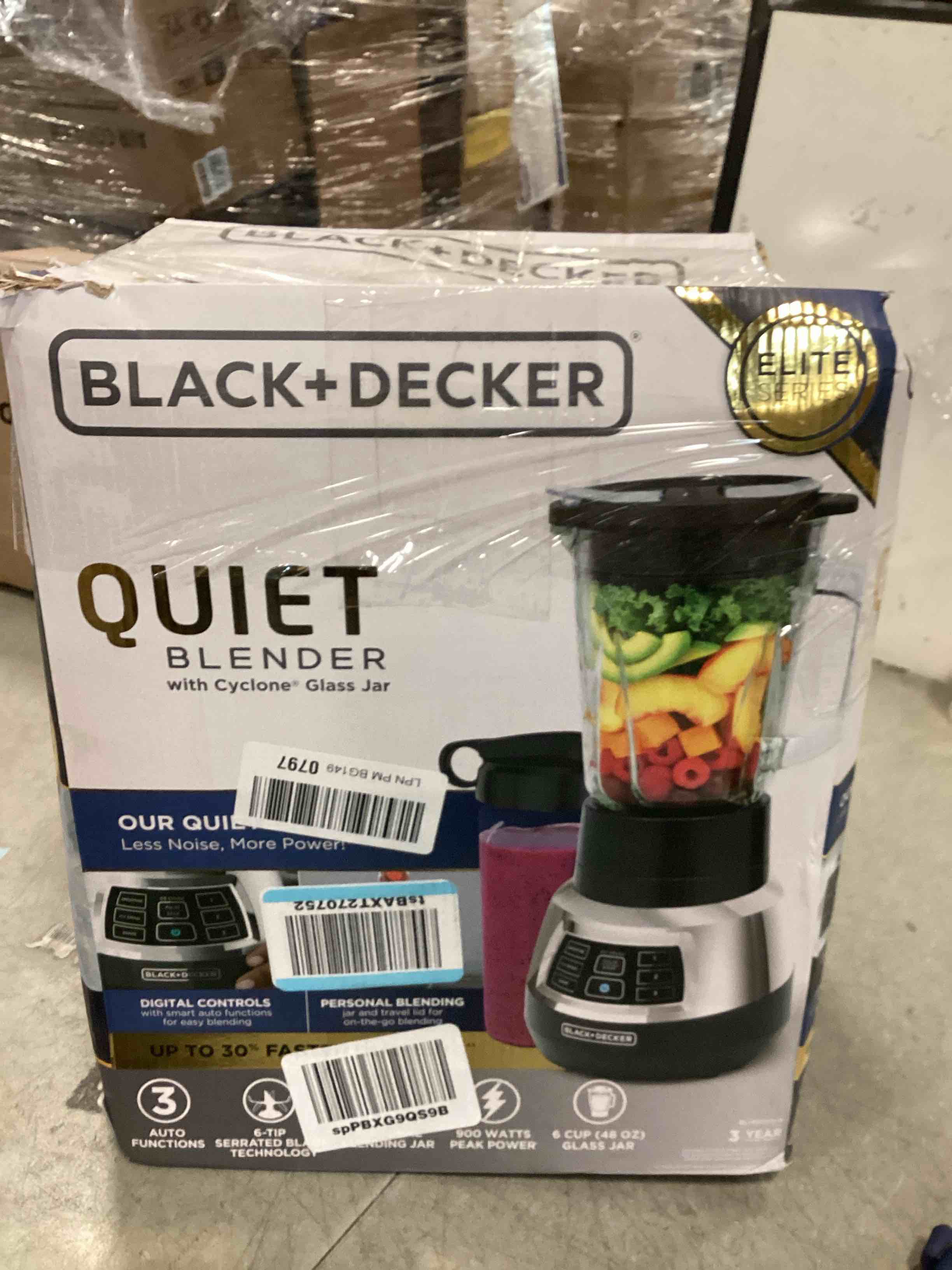 BLACK+DECKER BL1400DGP Quiet Stainless Steel Blender with Cyclone Glass Cup