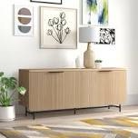 4 horizontal slatted door sideboard  with high base super matt