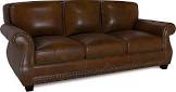 Mid-Century Vintage Sofa Couches with Rivet Design,loveseat Sofa,Removable Sofa Cover Upholstered Cushions and Solid Wood Frame (Brown, 3-Seater)