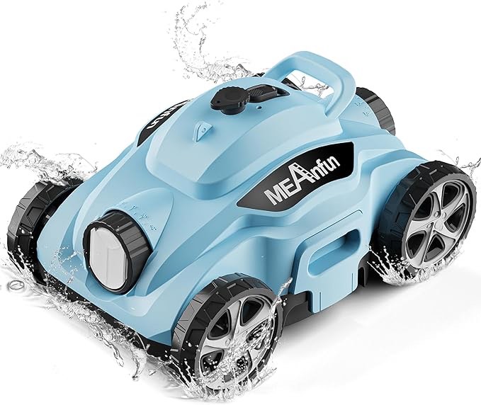 MeanFun MF-PC01 Cordless Robotic Pool Cleaner Light Blue Used