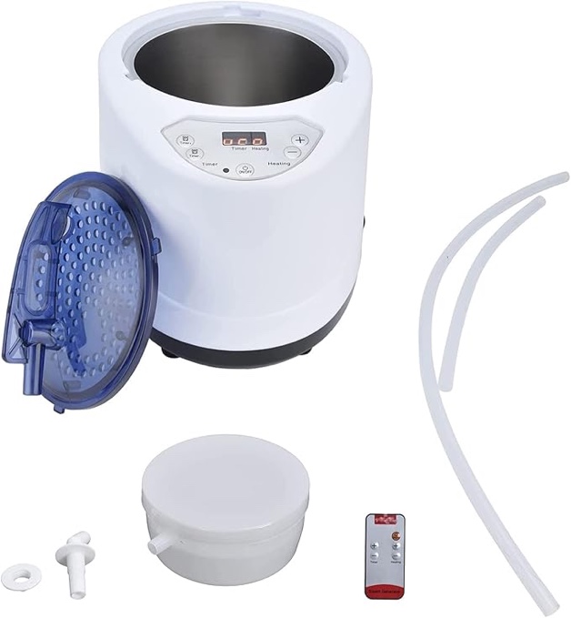 Portable Sauna Steamer Pot, 2.6 L Sauna Steam Generator with Remote Control and Herbal Box, 1000W Sauna Steamer Pot Machine, for Sauna Tent, Steam Bath Box, Family Beauty, Spa