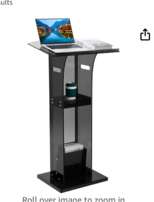 Geetery Acrylic Clear Podium Stand Church Podium Pulpit with Storage Shelf Classroom Pulpits for Conference Lectern for Church Speeches Weddings Professional Presentation Debate (Black,47 Tall)