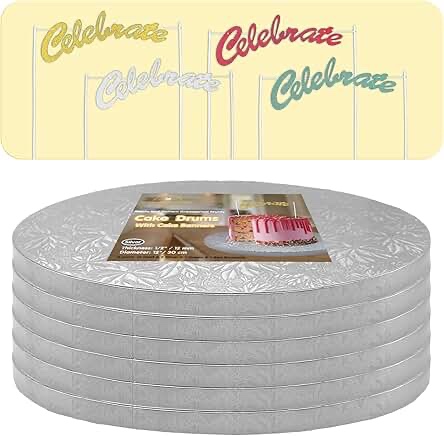 16 Inch Cake Drums with Banner Cake Topper-Cake Board Round White(3-Pack) 1/2 Inch Thick Cake Boards Sturdy, Greaseproof for Birthday Wedding Multi-Tiered Party Cake Boards by GoldenBakeryFamily