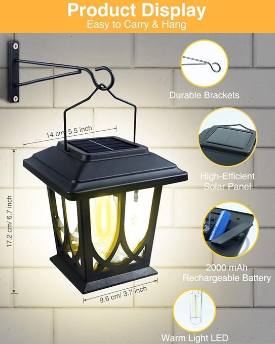 6 Pack]Solar Wall Lantern Outdoor, Hanging Solar Lights Garden, Anti-Rust & Waterproof, Dusk to Dawn Lights, Solar Powered Outdoor Wall Lights for Outside Garden Door Yard Porch Entrance (