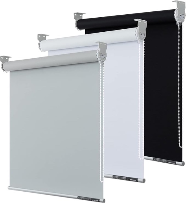 Persianas enrollables 100 % opacas, para oscurecer la habitación, con tela aislante térmica, con cadena, para hogar y oficina (gris, 66 pulgadas de ancho, altura máxima de caída 79 pulgadas)