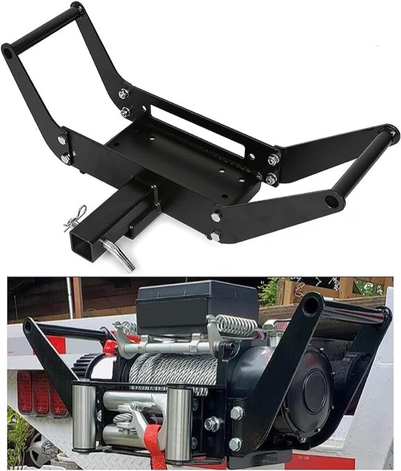 ECOTRIC 10x 4 1/2 Cradle Winch Mount Mounting Plate 8000-13,000 Lb Capacity Winch Mounting Hitch Receiver Recovery Winches Foldable