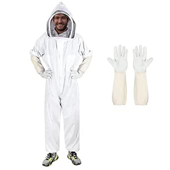 Professional Bee Suit for Men Women, Beekeeping Suit Beekeeper Suit with Glove &Ventilated Hood, Multi-Size Bee Outfit for Backyard and Bee Keeper