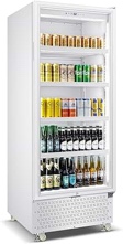 R***L***(door offf hinges )Commercial Refrigerator with Glass Door Display Beverage Fridge, 14.8 Cu Ft Upright Beverage Cooler Merchandiser with Rebound Door, Low Noise, Fast Cooling
