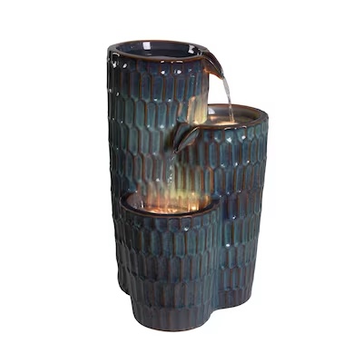 Style Selections 21.5-in H Ceramic Water Tiered Outdoor Fountain Pump Included
