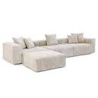 (incomplete box 1&4 of 7) E Home 141.37 in. W Beige Square Arm 4-piece Corduroy Velvet Free Combination Modular 6-Seats Sectional Sofa with Ottoman